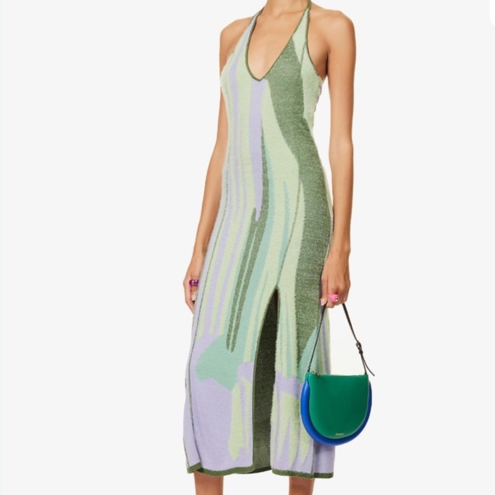 House of Sunny Mint, Lavender & Olive Knit Midi Dress